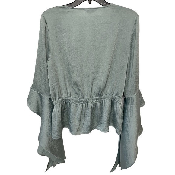Express Sage Green Wrap Blouse - Picture 2 of 6